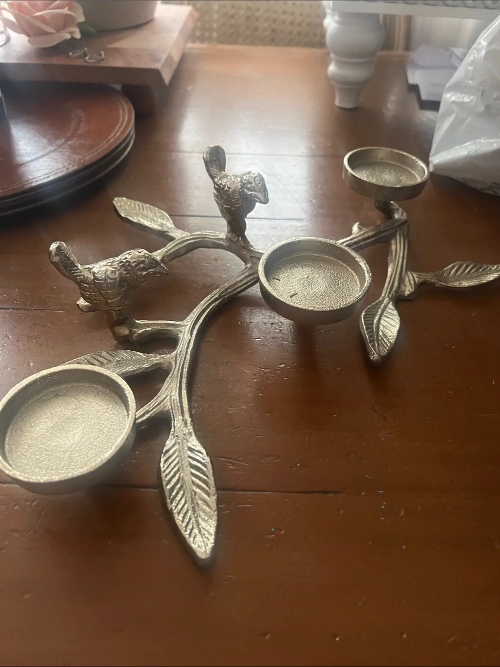 Gold Bird Branch 3-Tea Light Candle Holder - Home Accents